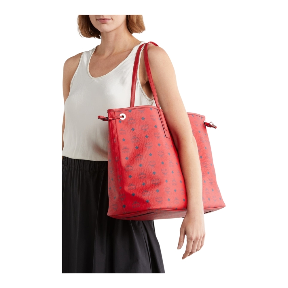 MCM Red Newest Large Purse Reversable Tote Bag Italy